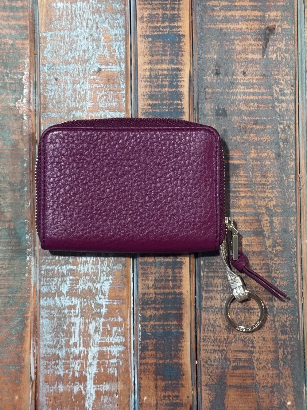 Tory Burch Pebbled Leather Wallet with Keyring